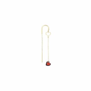 Maman Et Sophie - Orecchino Cuore Nudo - Oro 18Kt - Granato
