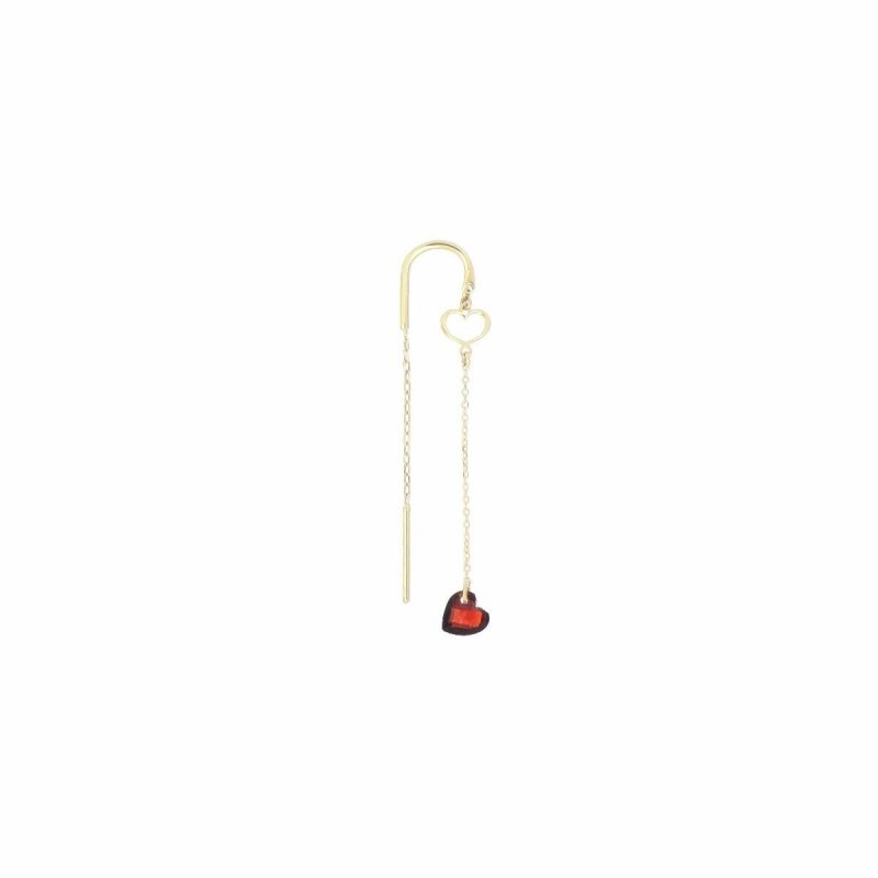 Maman Et Sophie - Orecchino Cuore Nudo - Oro 18Kt - Granato
