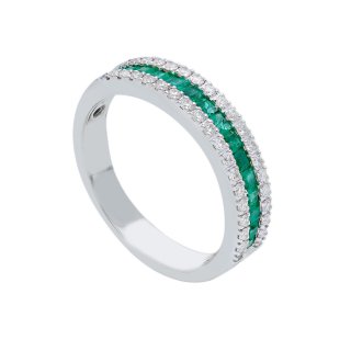 Songa Antonio - Anello Fedina - Oro Bianco - Smeraldo