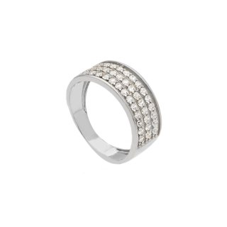 Songa Antonio - Anello Fascia - Oro Bianco - Zirconia