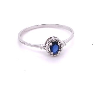 Bliss - Anello In Oro Bianco - Diamante/Zaffiro