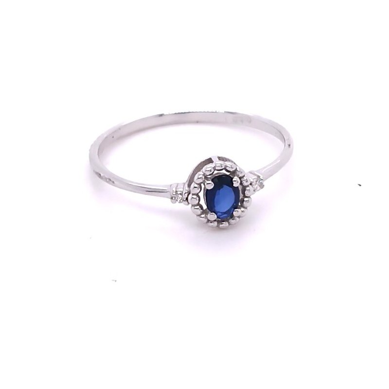 Bliss - Anello In Oro Bianco - Diamante/Zaffiro