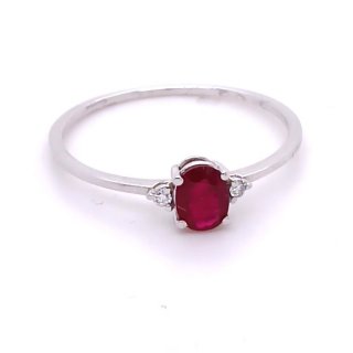 Bliss - Anello In Oro Bianco - Diamante/Rubino
