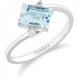 Anello Fidanzamento Solitario Comete Fantasia Di Acquamarina Anq 357