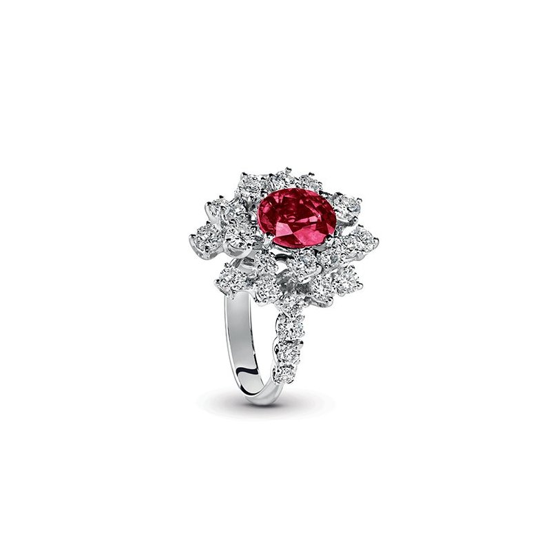 Damiani - Anello Mimosa - Oro Bianco - Diamante/Rubino