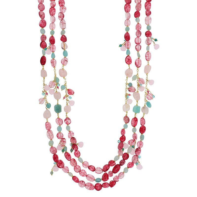 Nivy - Collana Barbara - Quarzo Rosa - Amazzonite