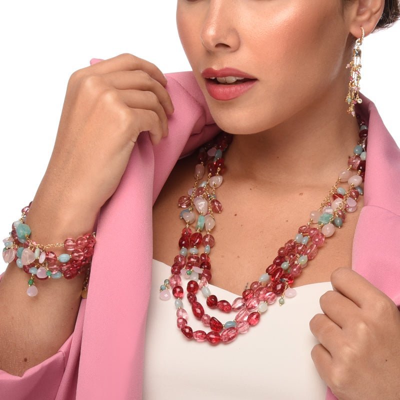 Nivy - Collana Barbara - Quarzo Rosa - Amazzonite