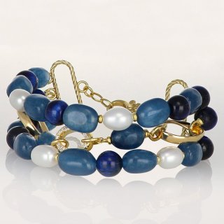 Nivy - Bracciale Clori - Pietre Blu - Perle Vere