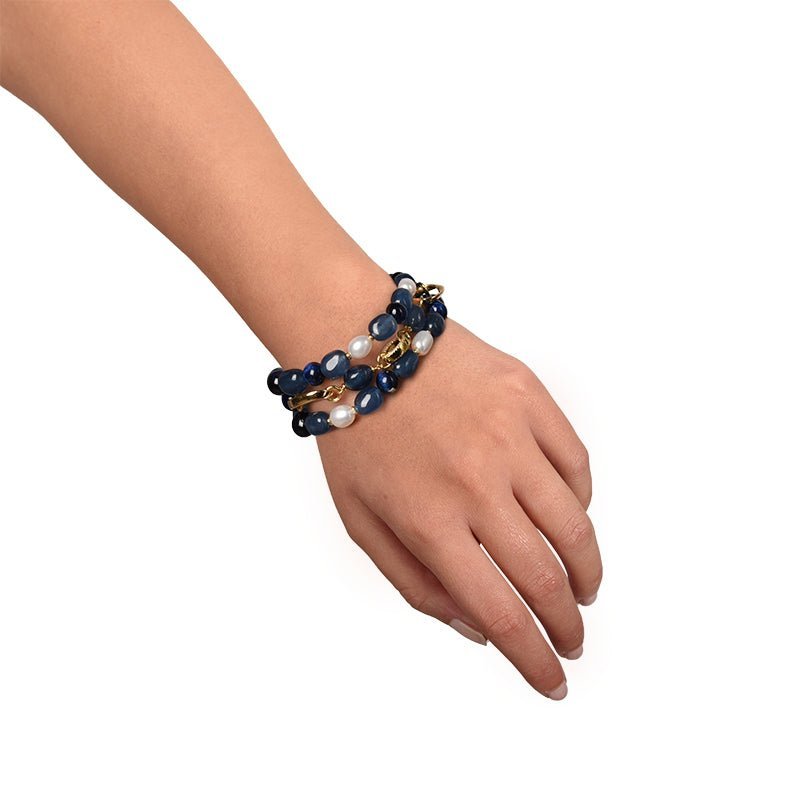 Nivy - Bracciale Clori - Pietre Blu - Perle Vere