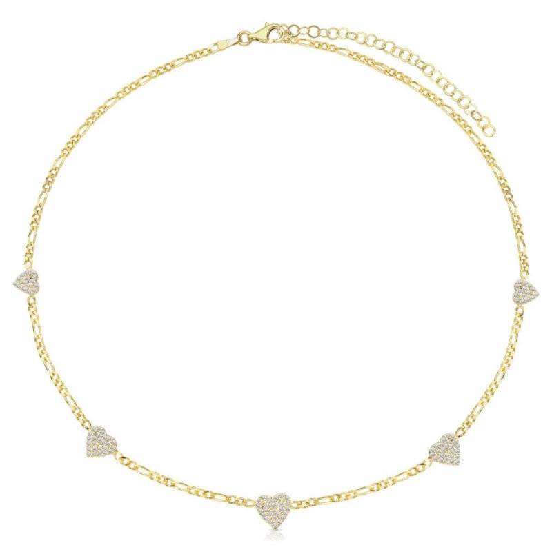 Laura Pjewels - Choker Cuori - Argento 925 - Oro 18Kt