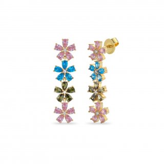 Laura Pjewels - Orecchini Fiori - Zirconi Multicolor