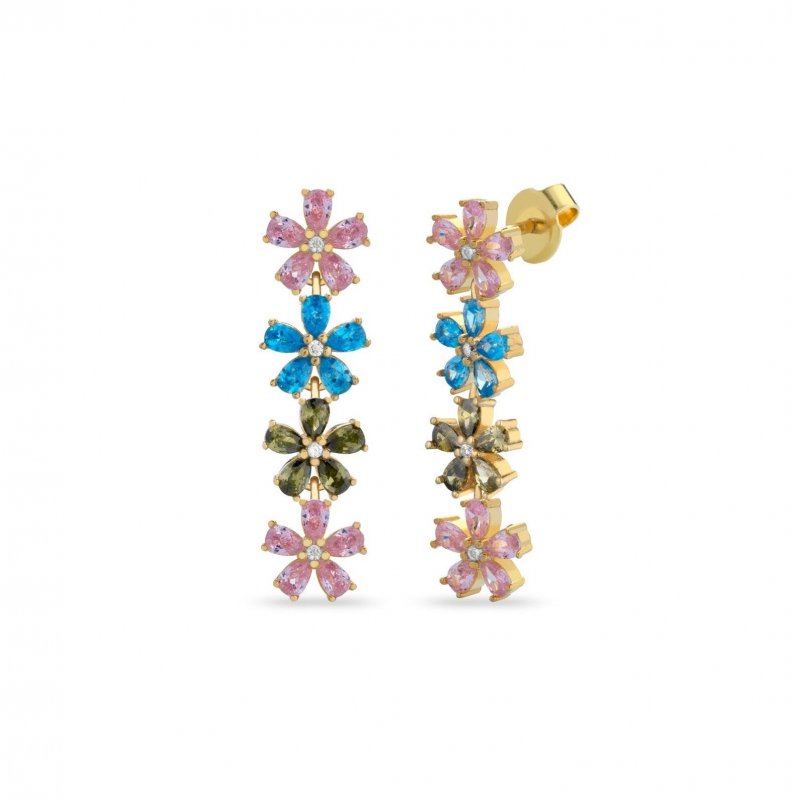 Laura Pjewels - Orecchini Fiori - Zirconi Multicolor