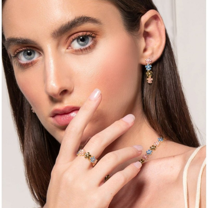 Laura Pjewels - Orecchini Fiori - Zirconi Multicolor