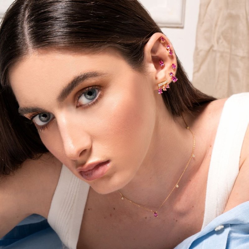 Laura Pjewels - Orecchini Goccia - Fucsia - Argento
