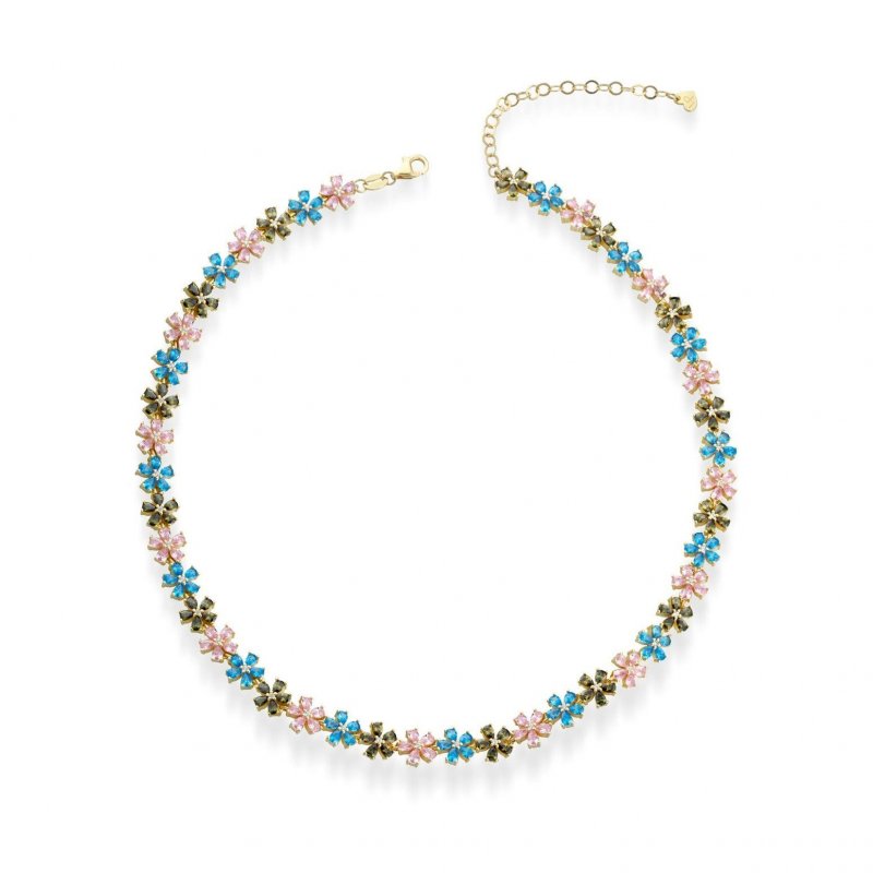 Laura Pjewels - Girocollo Fiori - Argento 925 - Zirconi