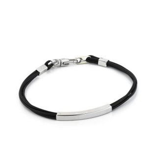 Boccadamo - Bracciale Cuoio Nero - Placca Liscia