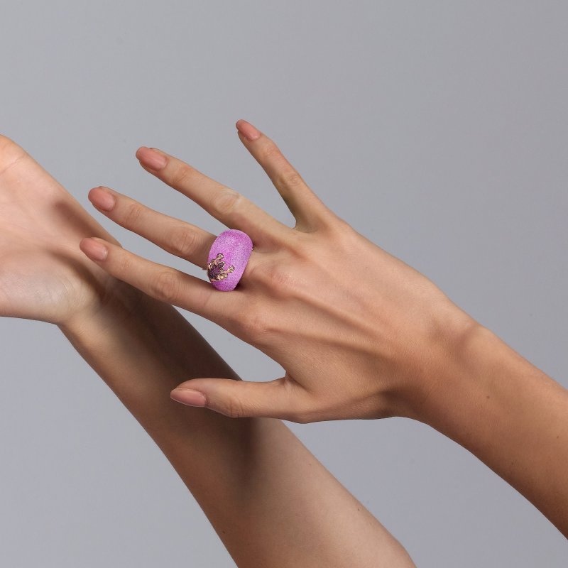 Dada Arrigoni - Anello Happy Frog - Oro Rosa - Zaffiri