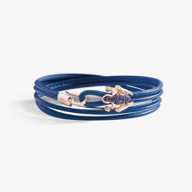Dada Arrigoni - Bracciale Happy Frog - Oro Rosa - Zaffiri