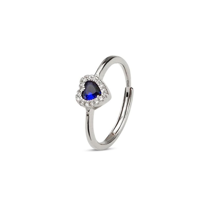 Boccadamo - Anello Cuore Blu - Argento - Regolabile