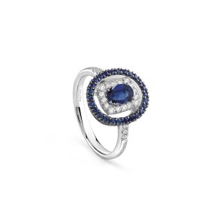 Salvini - Anello Classico - Oro Bianco - Diamante/Zaffiro
