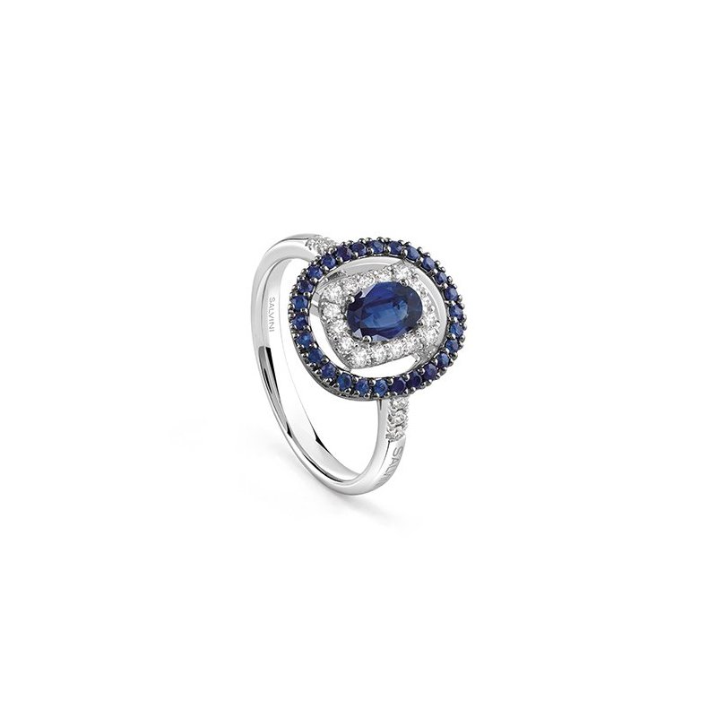 Salvini - Anello Classico - Oro Bianco - Diamante/Zaffiro