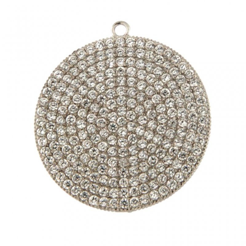 Myj - Pendente Bottone - Argento - Zirconi
