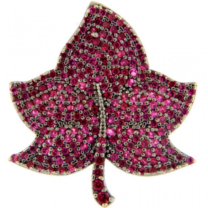 Myj - Orecchino Edera - Argento - Zirconi Rossi