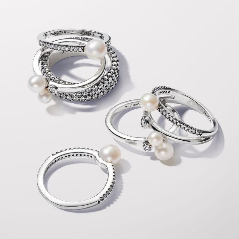 Anello Perla d’Acqua Dolce Coltivata e Pavè