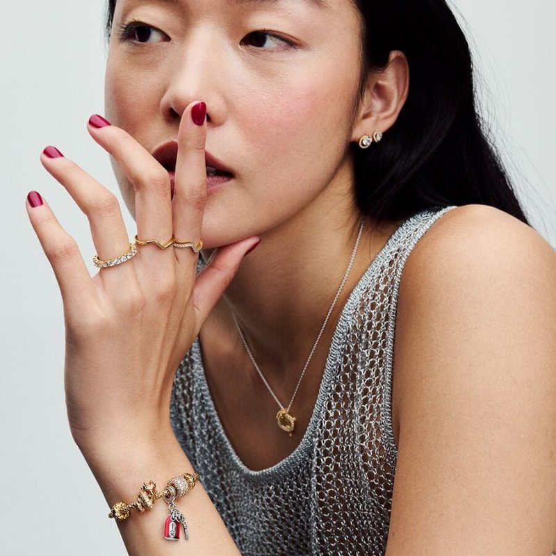 Bracciale Moments Maglia Geometrica con Chiusura a Cuore