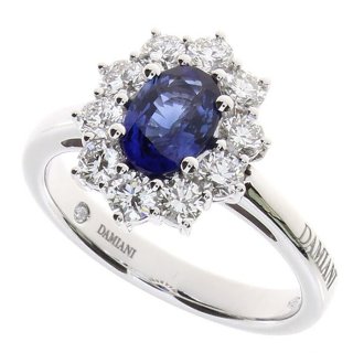Damiani - Anello Oro Bianco - Diamante/Zaffiro