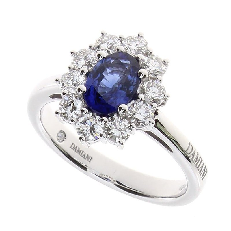Damiani - Anello Oro Bianco - Diamante/Zaffiro