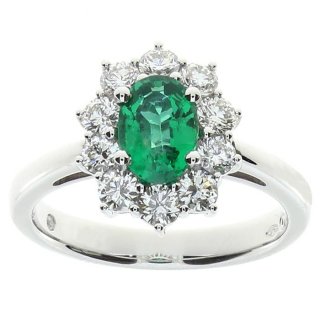 Damiani - Anello Oro Bianco - Diamante Smeraldo
