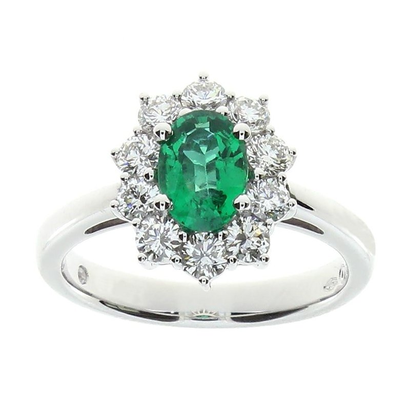 Damiani - Anello Oro Bianco - Diamante Smeraldo