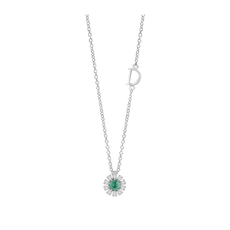 Damiani - Collierino In Oro Bianco - Diamante/Smeraldo