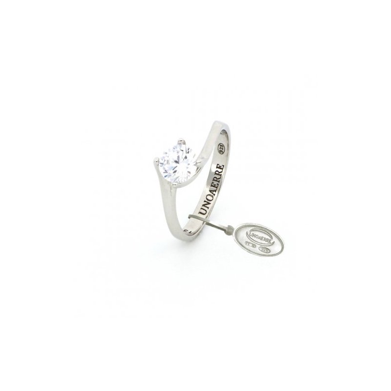 Anello Solitario Maxi In Argento Bianco