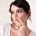 Anello In Argento Dorato E Cristallo Ametista