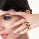 Anello In Argento Dorato E Cristallo Ametista