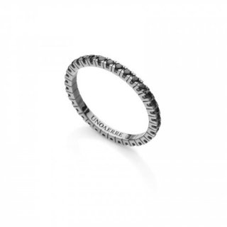 Anello In Argento Brunito Con Zirconi Neri