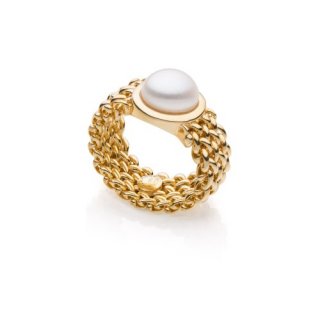 Anello In Argento Dorato Con Perla Chicco