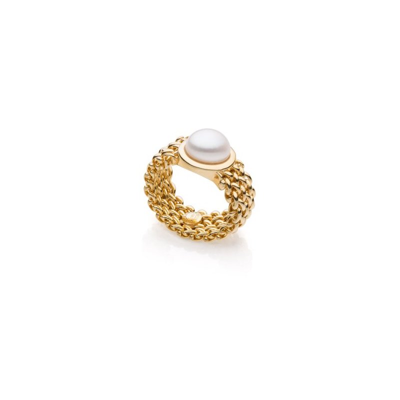 Anello In Argento Dorato Con Perla Chicco