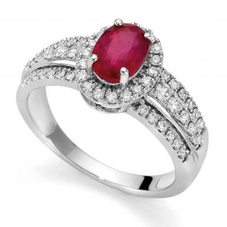 Donna Oro - Anello Rubino - Oro Bianco - 18 Kt