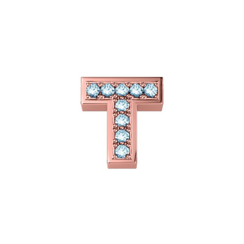 Elements Donnaoro - Lettera T - Oro Rosa - Diamanti