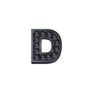Elements Donnaoro - Lettera D Classica - Oro Brunito - Diamanti Neri