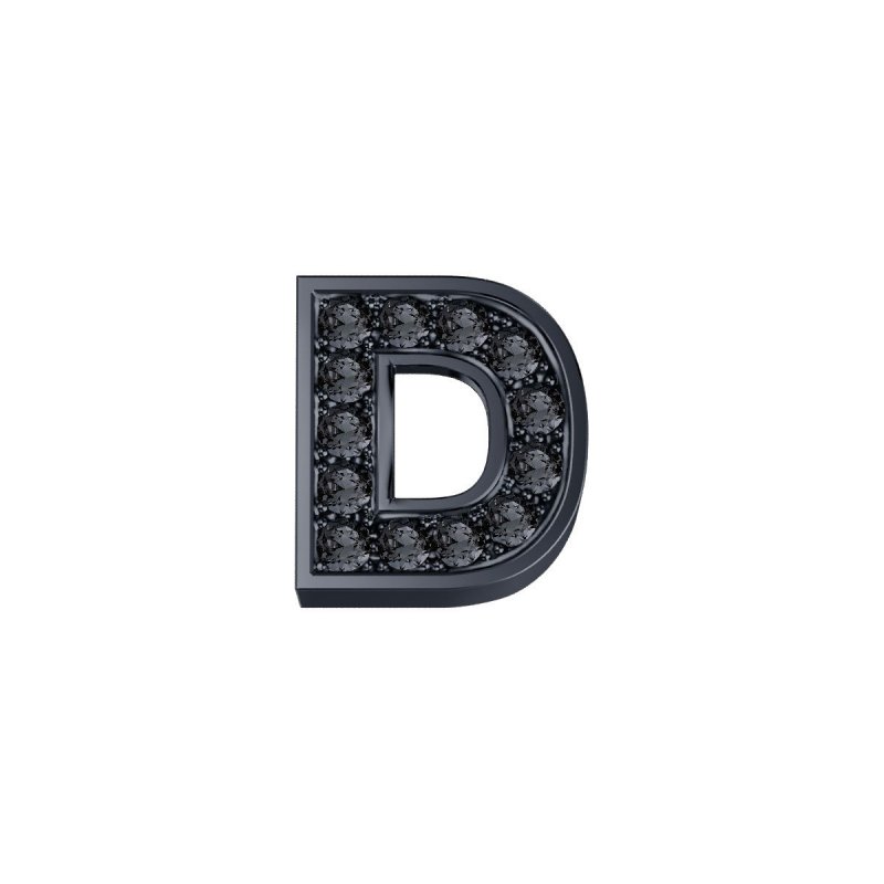 Elements Donnaoro - Lettera D Classica - Oro Brunito - Diamanti Neri