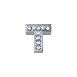 Elements Donnaoro - Lettera T Classica - Oro Bianco - Diamanti