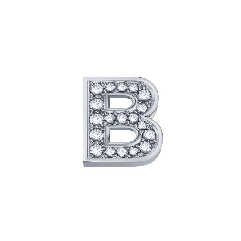 Elements Donnaoro - Lettera B Classica - Oro Bianco - Diamanti