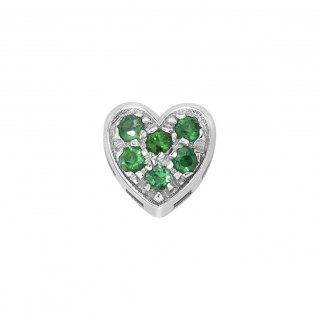 Elements Donnaoro - Cuore Bombato - Oro Bianco - Smeraldi