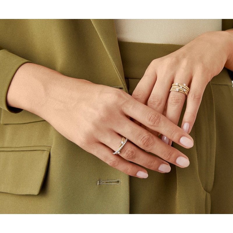 Marco Bicego - Anello Tre Fili - Oro Giallo - Diamanti