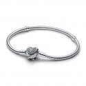 Bracciale con maglia snake e ali a forma di cuore