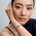 Bracciale con maglia snake e ali a forma di cuore